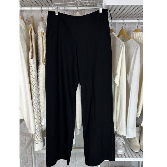 long tall sally Pants - Long Tall Sally Women's Sz 8 Black Wide Leg Dress Pants w/ Side Piping #0018